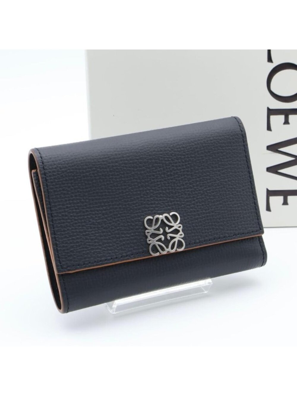 ★SOLD★ Loewe Trifold Wallet Black Anagram - Picture 1 of 10
